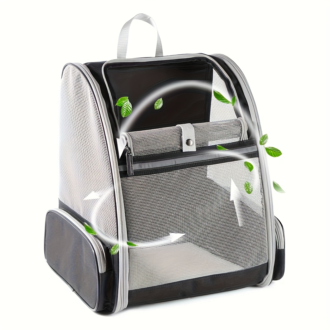 Foldable Backpack Small - 折りたたみ式の通気性のあるペット用バックパック、換気システムと安全ベルトシステムを備え、旅行、ハイキング、運転に適しています。飛行機、電車、車などの屋外旅行の場面にも対応するペット用輸送バッグです。