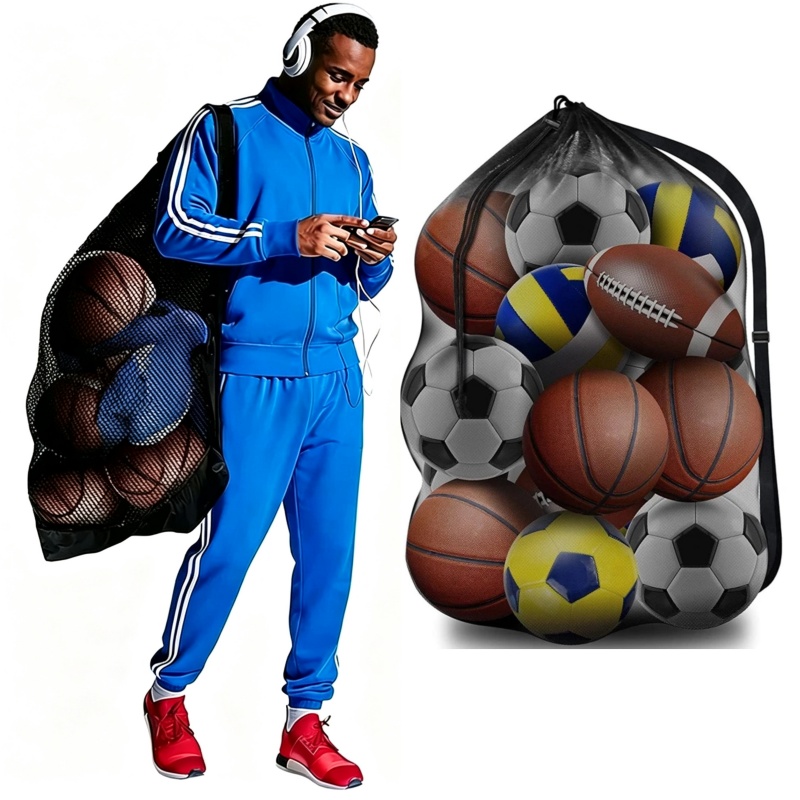 Drawstring Gym Bag - 大容量ポータブルチームトレーニングスポーツバッグ巾着メッシュ収納バッグサッカーバスケットボールショルダーバッグジムパックバックポックチャ
