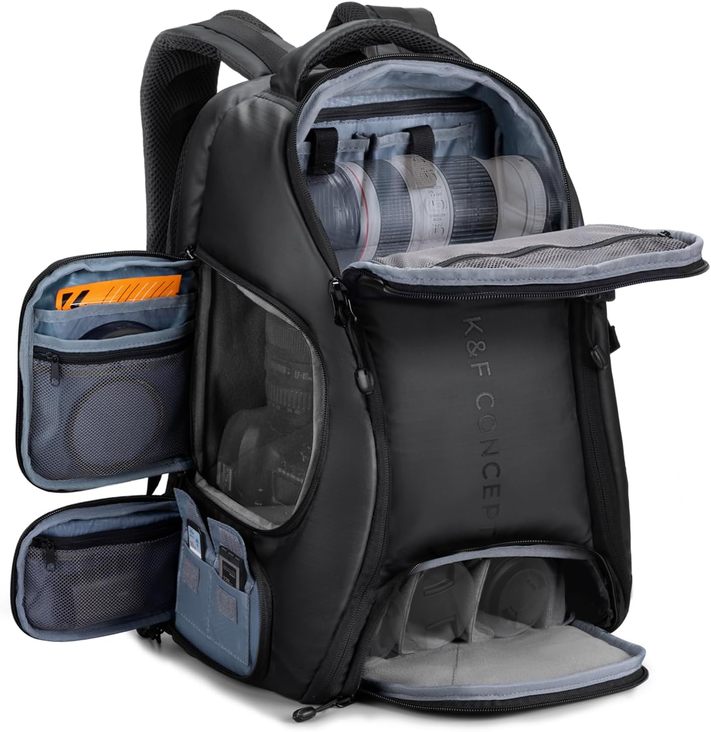Laptop Backpack 15.6 - K&F CONCEPT カメラバックパック、25L大容量カメラバッグ（レインカバー付き、15.6インチノートパソコン収納可能）