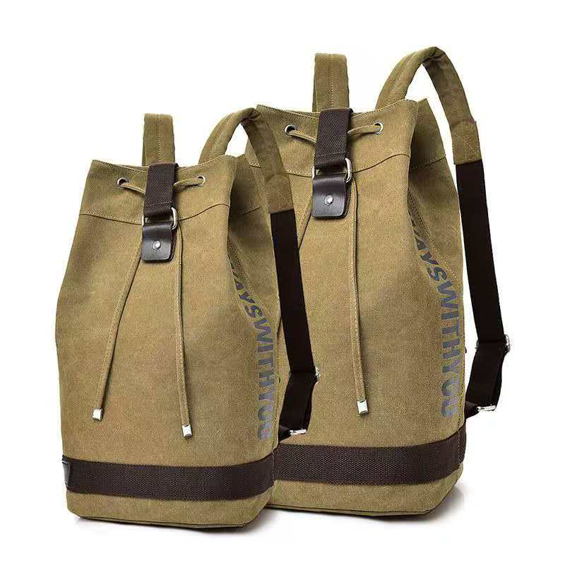 Canvas Backpack Casual - 2026 キャンバスバックパック、デュアルショルダーストラップ付き、大容量バケットバッグ、男女兼用、アウトドア、カジュアル、旅行に最適