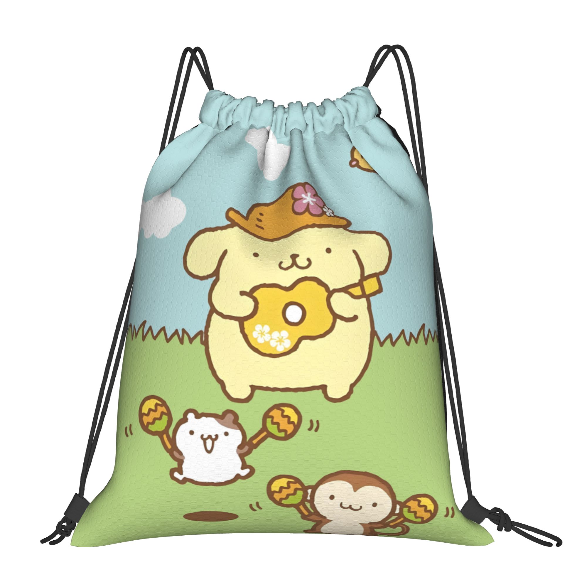 Drawstring Gym Bag - カスタム P-ポムポムプリン巾着バックパックバッグ男性女性軽量かわいい犬ジムスポーツサックパックヨガ用サック
