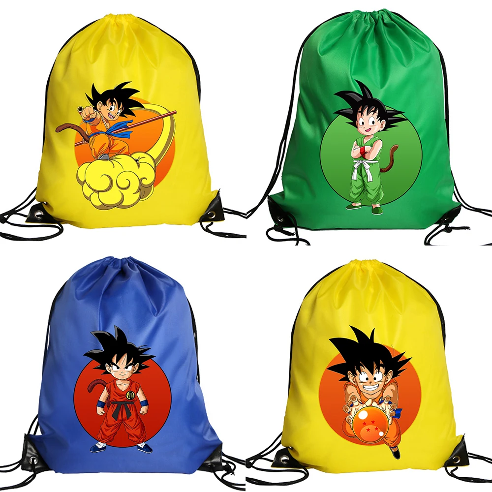 Drawstring Gym Bag - ドラゴンズボールポリエステル巾着バッグ孫悟空ジムスポーツバックパックポケットバッグクールアニメ収納バッグ旅行バッグ誕生日プレゼント