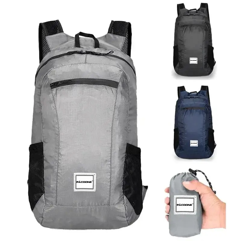 Foldable Backpack Small - アウトドアハイキングバッグ 20L 軽量ポータブルバックパック折りたたみ防水折りたたみ超軽量パック女性男性旅行ハイキング