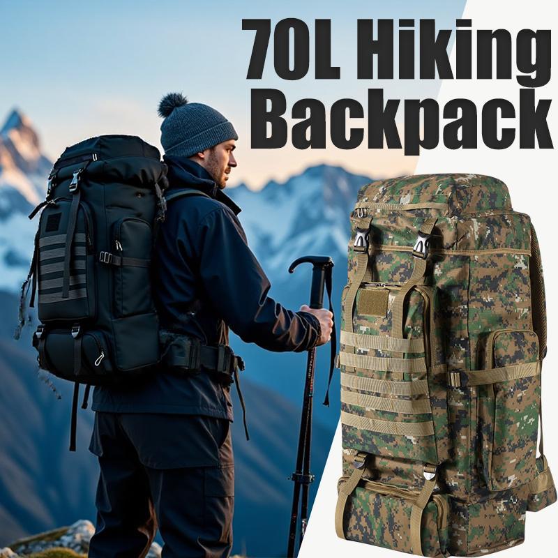 Hiking Backpack Waterproof - 70L プロフェッショナルハイキングバックパック 大容量 人間工学に基づいた耐荷重性 登山リュックサック 防水アウトドアキャンプバッグ
