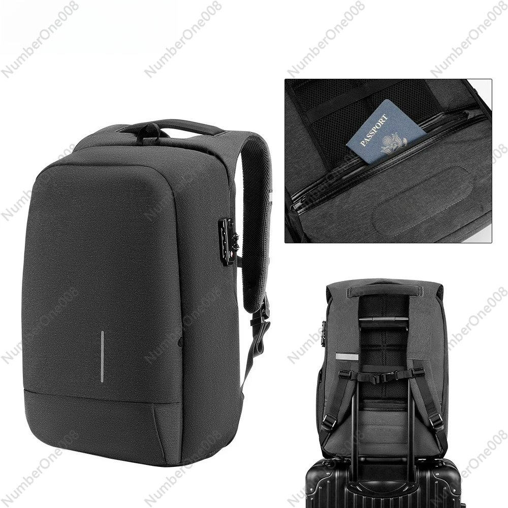 Laptop Backpack 15.6 - メンズ反射材付きラップトップバックパック、軽量ビジネスデイパック、USB充電ポート付き、フルオープン15.6インチコンピューターバッグ