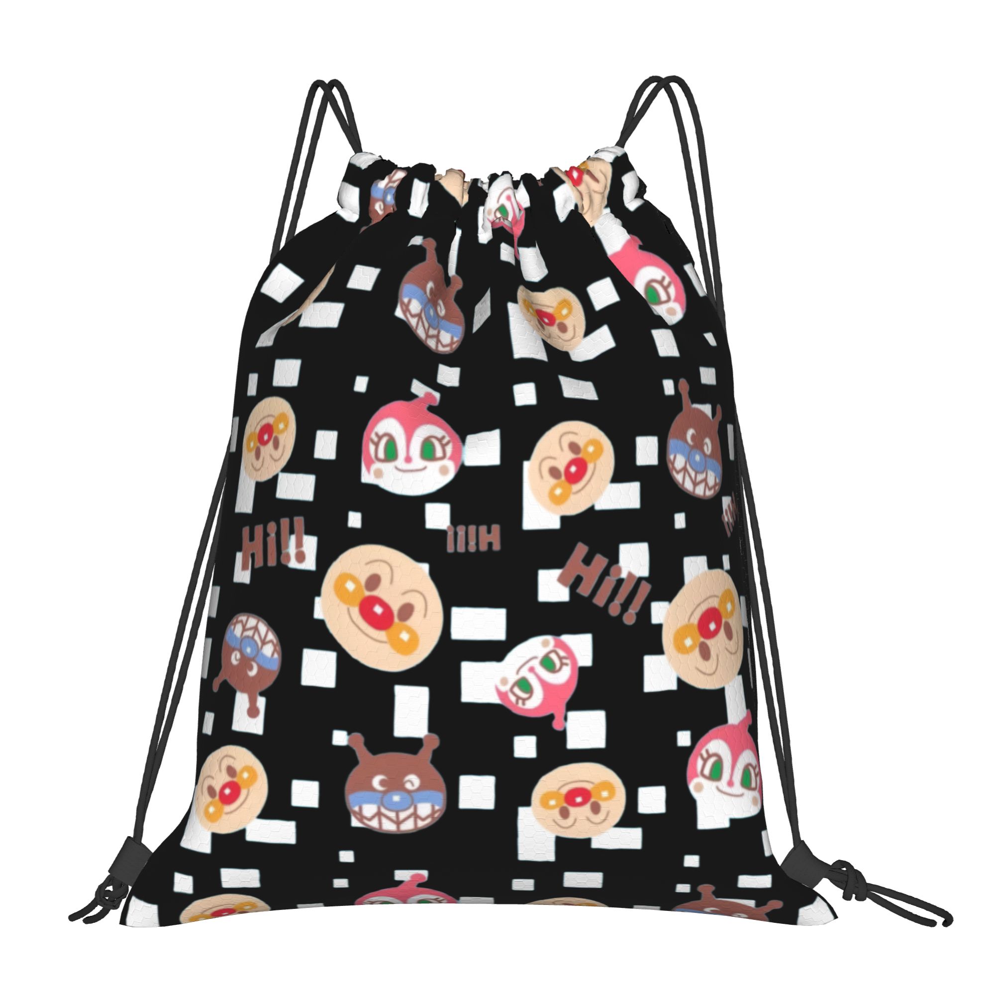 Drawstring Gym Bag - カスタムアンパンマン巾着バックパックバッグ男性女性軽量漫画ジムスポーツサックパックサックヨガ用