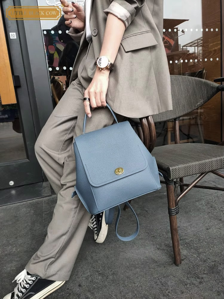 Leather Backpack Vintage - 女性のためのカジュアルな本革のバックパック,ヴィンテージファッション,バックル付きの大きなフラップバッグ,無地のヴィンテージ,多用途,ヴィンテージスタイル