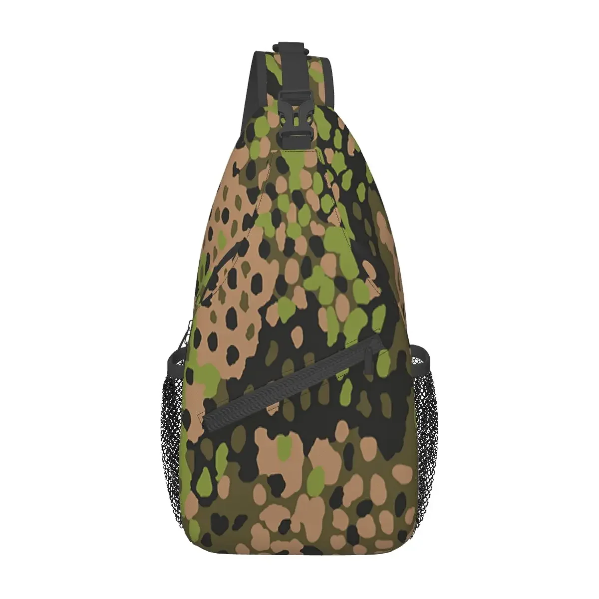 Sling Backpack Shoulder - WW2 SS エルベンターン迷彩クロスボディスリングバッグ小型チェストバッグ迷彩軍用ショルダーバックパックデイパック旅行ハイキングキャンプ用
