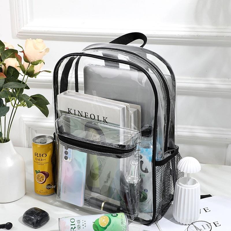 Canvas Backpack Casual - 透明 PVC アウトドアスポーツフィットネスナップサックカジュアル旅行可視バックパック大容量防水ショルダーバッグ