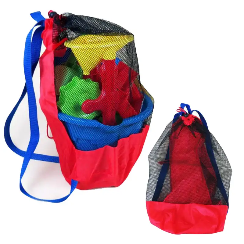 Foldable Backpack Small - 1 個ビーチバッグ折りたたみポータブルメッシュ水泳バッグ子供のためのビーチおもちゃバスケット収納袋屋外水泳防水バッグ
