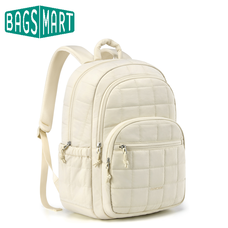 Laptop Backpack 15.6 - BAGSMART ラップトップバッグ カレッジカジュアルバックパック 女性用 キルティング小型コンピューターブックバッグ 防水