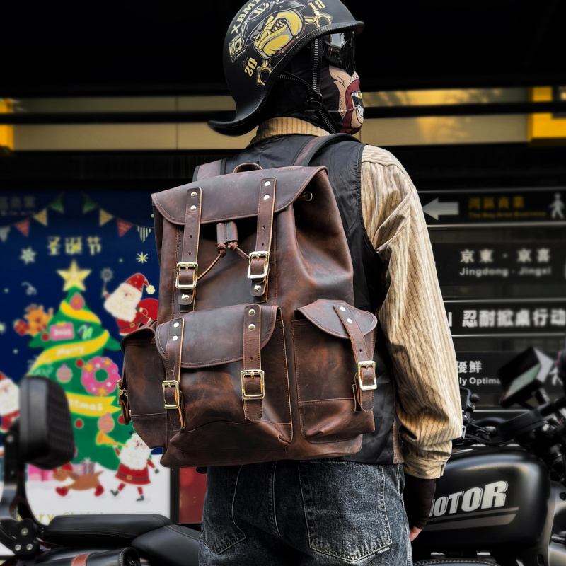 新着革バックパック高級男性本物の牛革トラベルバッグ男性ヴィン - Leather Backpack Vintage のレビューと価格