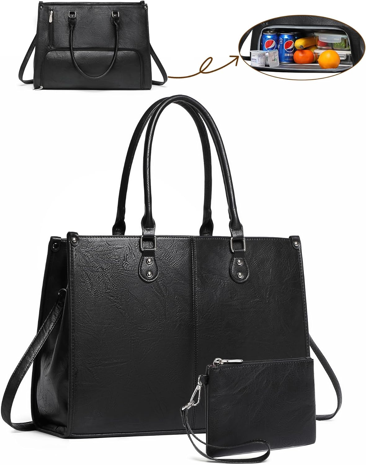 女性向け仕事用2in1ラップトップトートバッグ、断熱ランチコ - Laptop Backpack 15.6 のレビューと価格