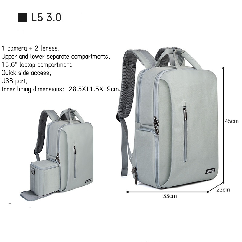 大型カメラバックパック DSLR/SLR/ミラーレス写真用  - Laptop Backpack 15.6 のレビューと価格