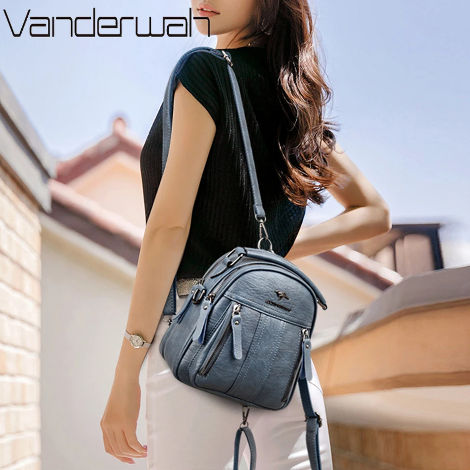 女性用4 in 1レザーバックパック,多機能ショルダーバッグ - Mini Backpack Purse のレビューと価格