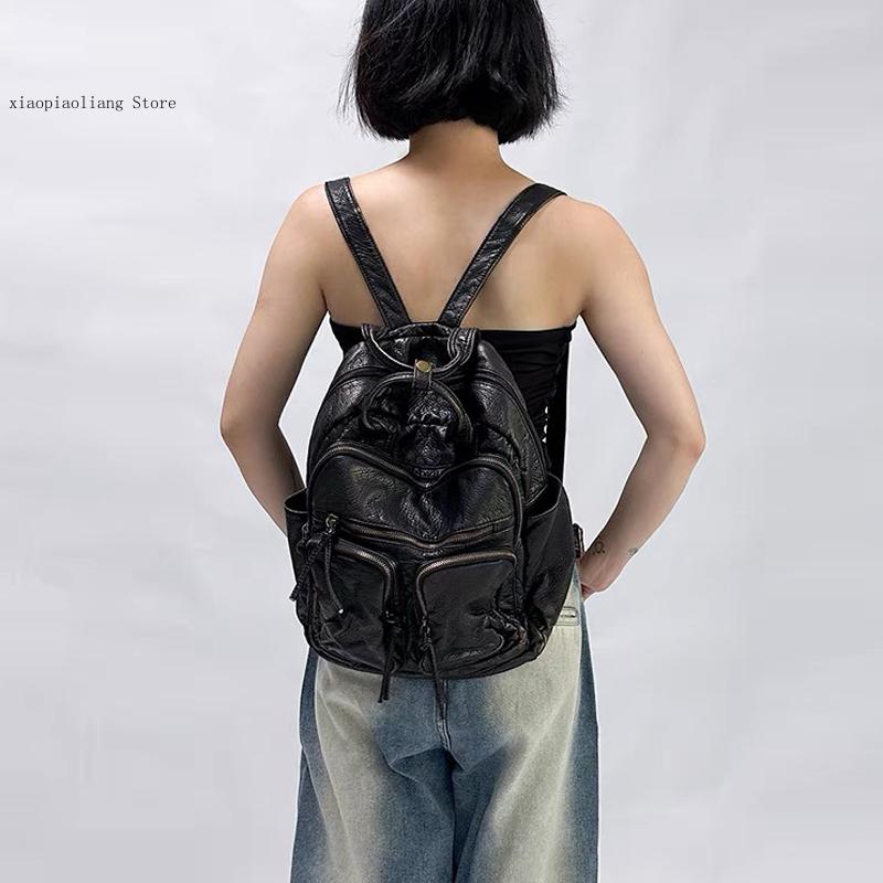 高級ソフトウォッシュPUレザーバックパック、トレンドの女子向 - Leather Backpack Vintage のレビューと価格