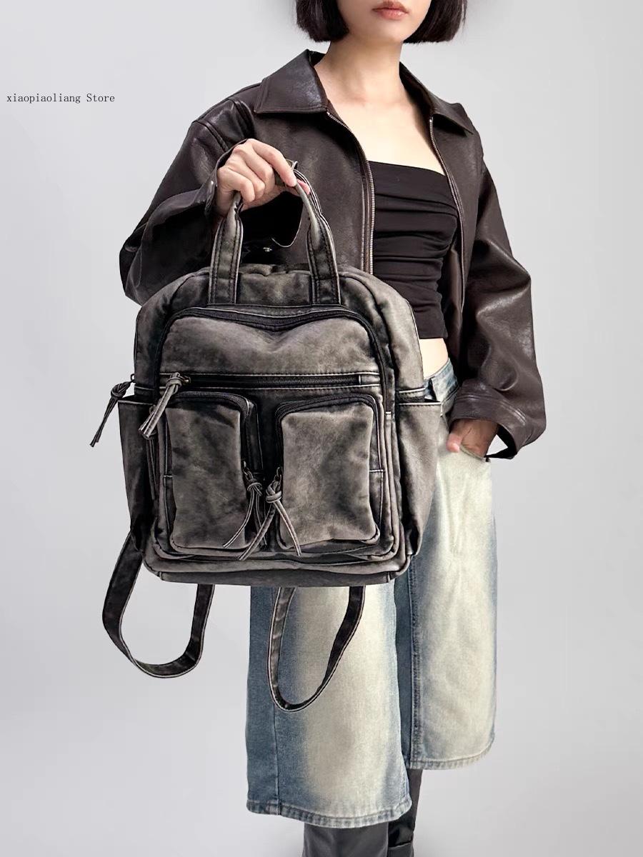 高級ソフトウォッシュPUレザーバックパック、トレンドの女子向 - Leather Backpack Vintage のレビューと価格