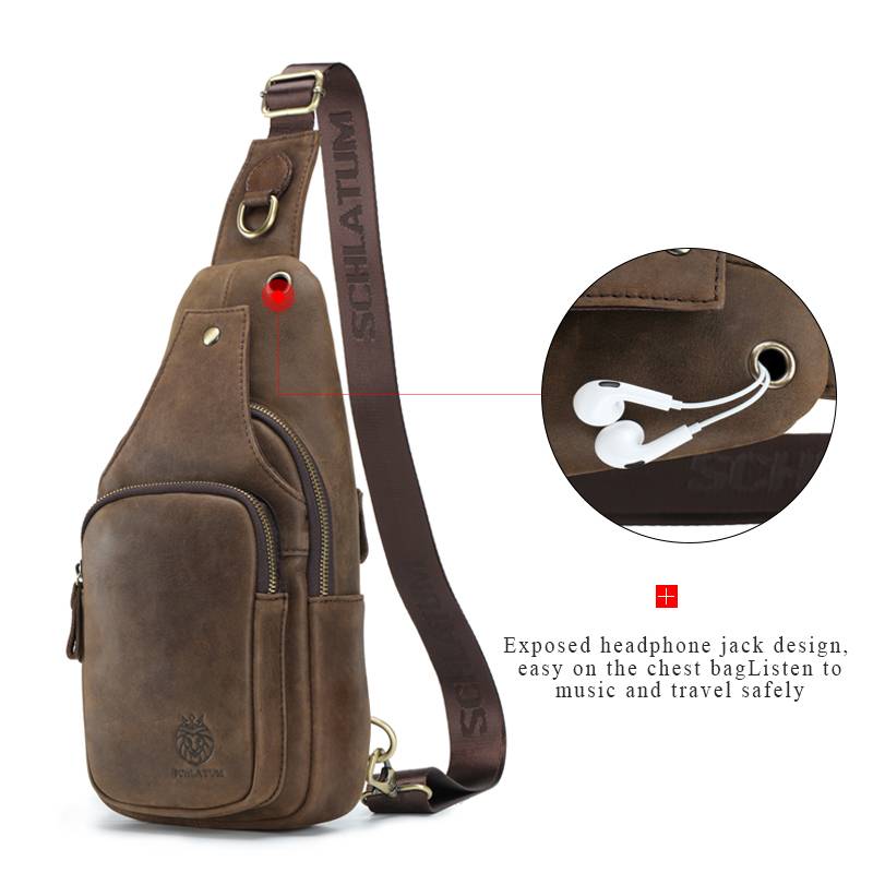 SCHLATUM 100% 本革チェストバッグカジュアルトラ - Leather Backpack Vintage のレビューと価格
