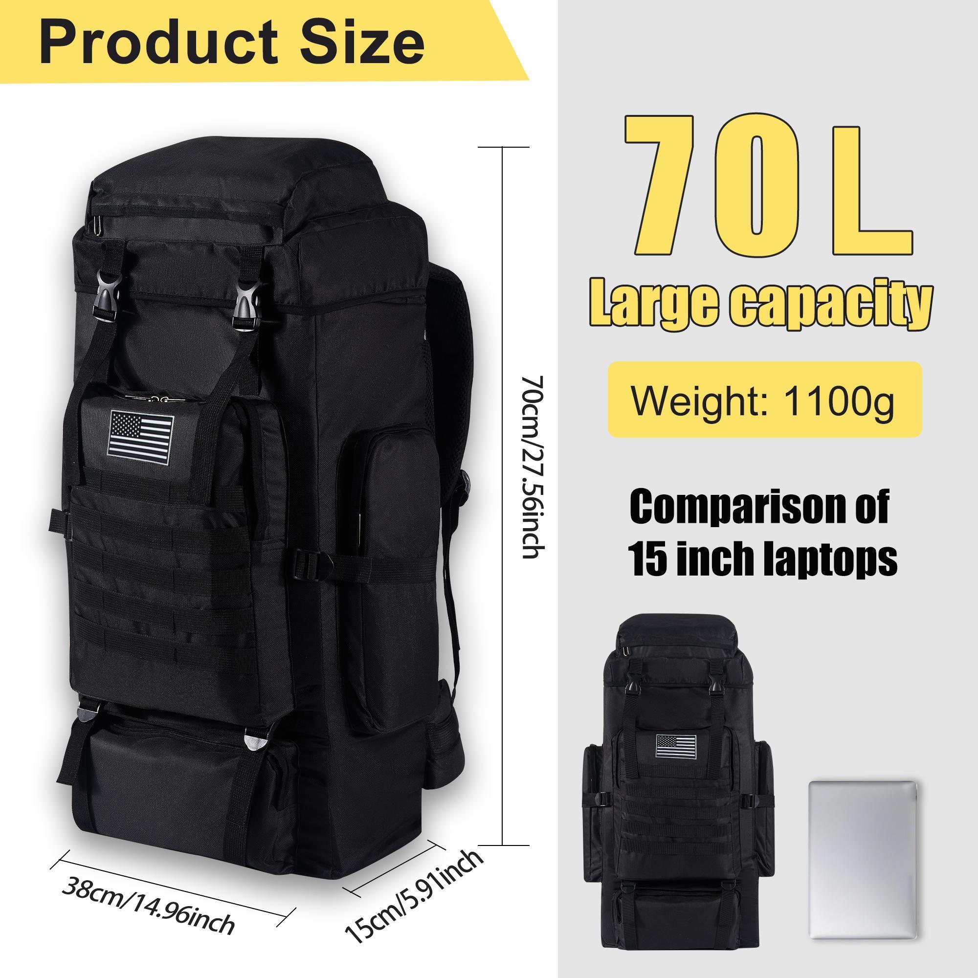 70L プロフェッショナルハイキングバックパック 大容量 人 - Hiking Backpack Waterproof のレビューと価格