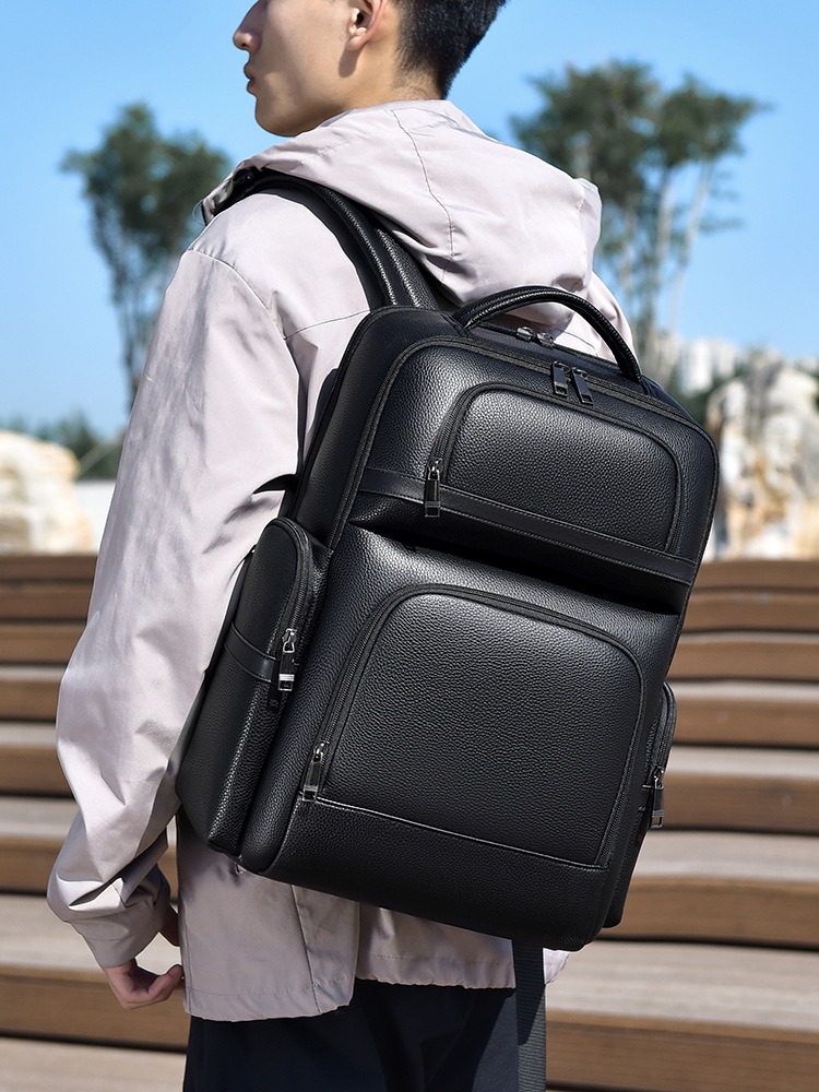 メンズファッションバックパック PU レザーサッチェルブリー - Laptop Backpack 15.6 のレビューと価格
