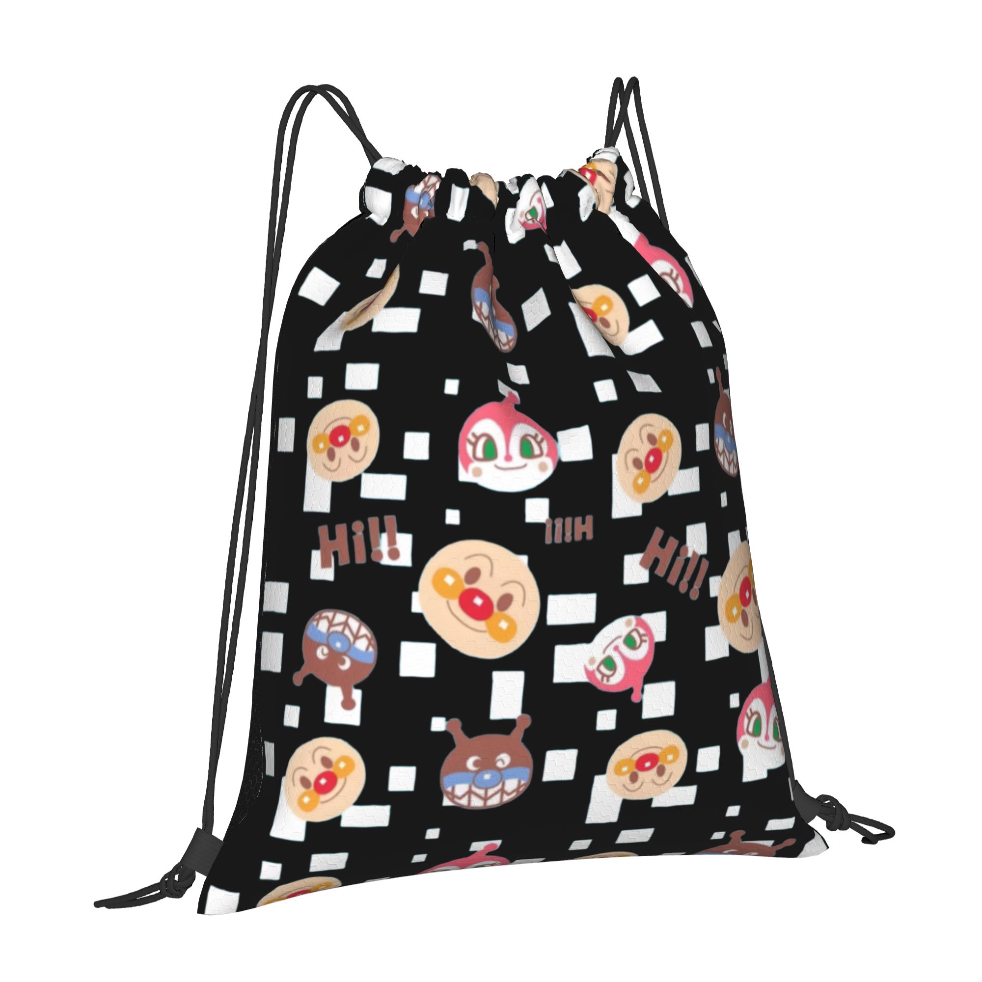 カスタムアンパンマン巾着バックパックバッグ男性女性軽量漫画ジ - Drawstring Gym Bag のレビューと価格