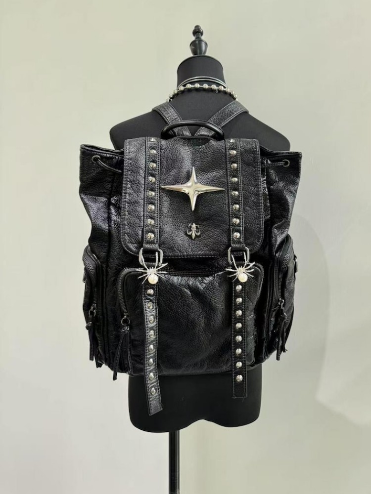 ゴシックパンク Pu レザーショルダーバッグリベット Y2K - Leather Backpack Vintage のレビューと価格