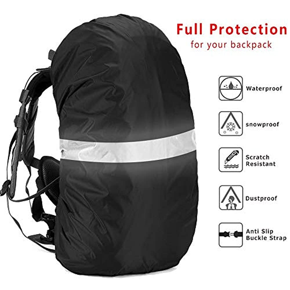 防水バックパックレインカバー反射ストラップ付き 15L-65 - Rain Cover Backpack のレビューと価格