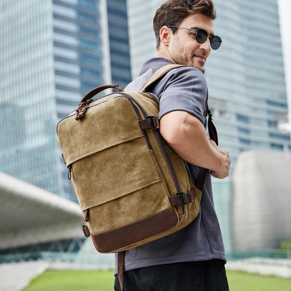 男性用トラベルバックパック - 機内持ち込み可能、フライト承 - Canvas Backpack Casual のレビューと価格