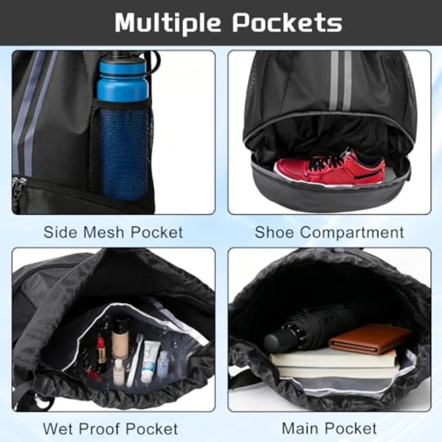 スポーツ用巾着バックパック、シューズコンパートメント付き、バ - Drawstring Gym Bag のレビューと価格