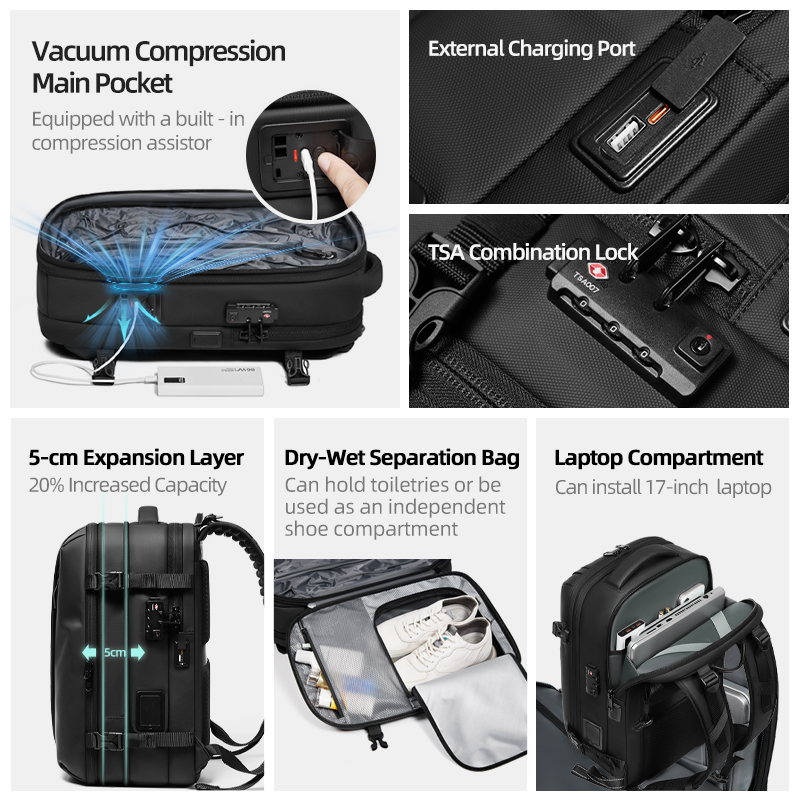 メンズトラベルバックパック ワンクリックスタートポンプ真空圧 - Travel Backpack Anti Theft のレビューと価格
