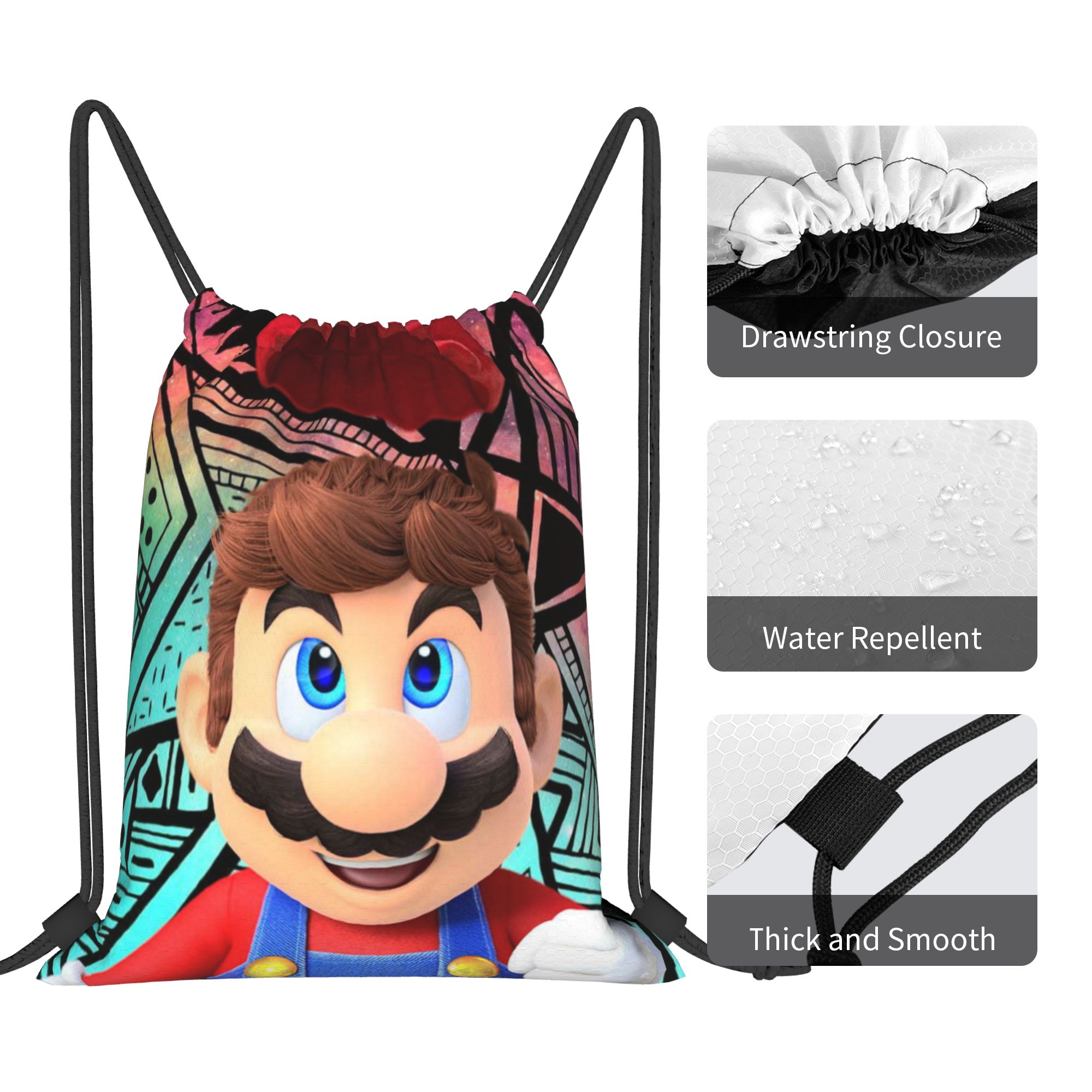 カスタム M-Marioes ビデオゲーム兄弟と友人巾着バッ - Drawstring Gym Bag のレビューと価格