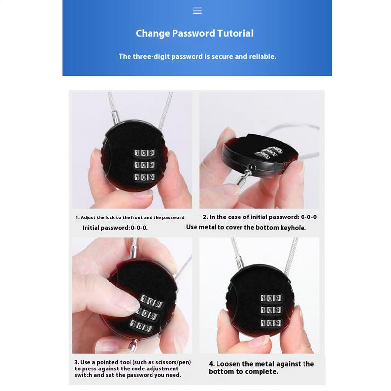 ラウンド形状荷物コンボロック 3 桁コンビネーショントラベル - Backpack Lock Combo のレビューと価格