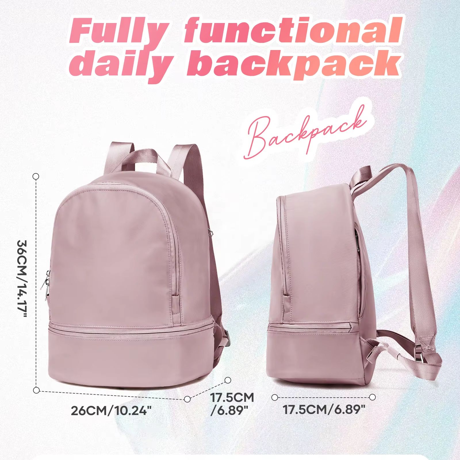 女性用バッグ、靴用コンパートメント付き小型スポーツバックパッ - Fashion Backpack Women のレビューと価格