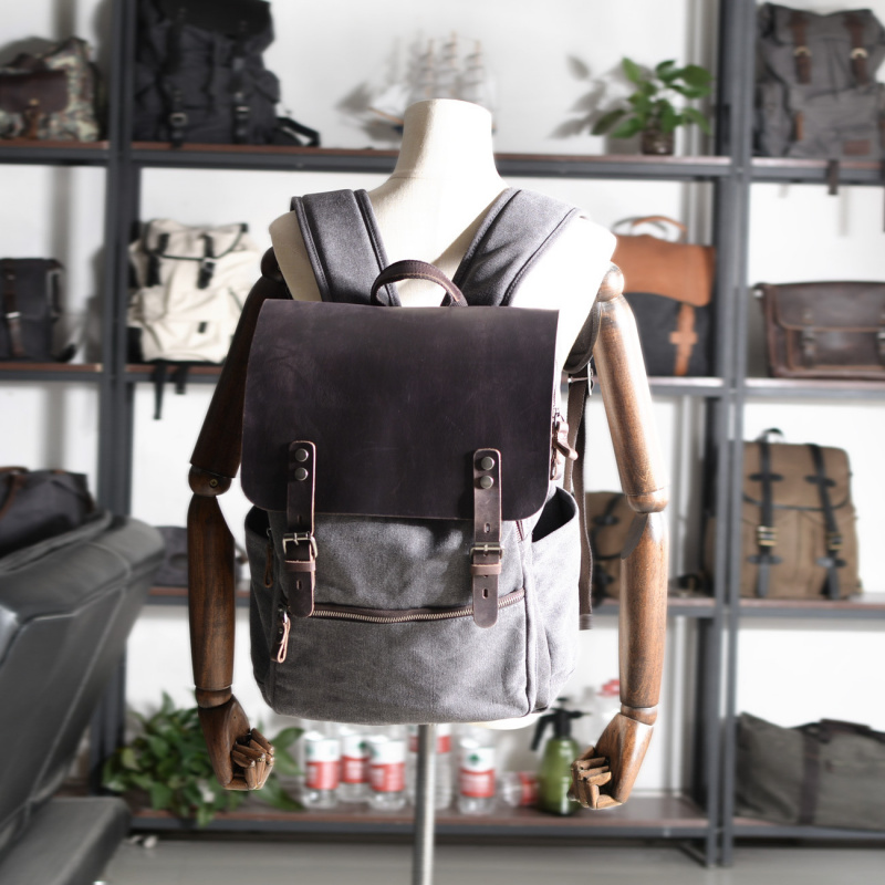レトロなメンズバックパック、ダブルショルダーバッグ、カジュア - Canvas Backpack Casual のレビューと価格